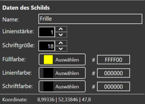 Daten des Schildes